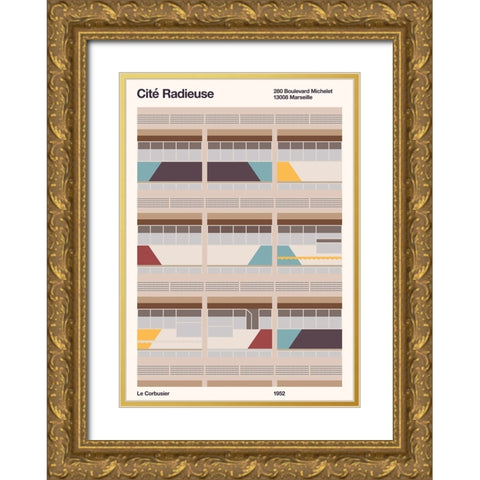 Cite Radieuse Gold Ornate Wood Framed Art Print with Double Matting by Bodart, Florent