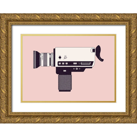 Super 8 Camera Gold Ornate Wood Framed Art Print with Double Matting by Bodart, Florent