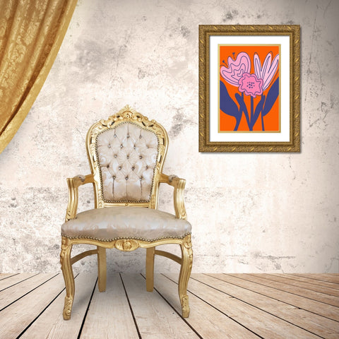 Abstract Flowers Gold Ornate Wood Framed Art Print with Double Matting by Fritsch, Athene