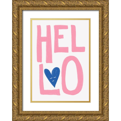 Hello Gold Ornate Wood Framed Art Print with Double Matting by Fritsch, Athene