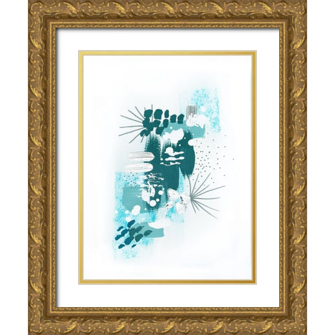 Abstract Mint 3 Gold Ornate Wood Framed Art Print with Double Matting by Storms, Alyson