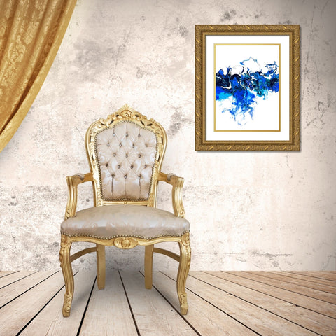Blue Colorful White Wave Gold Ornate Wood Framed Art Print with Double Matting by Storms, Alyson