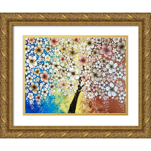Cherry Blossoms Gold Ornate Wood Framed Art Print with Double Matting by Storms, Alyson