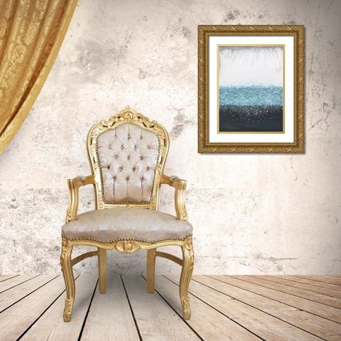 Crystal Rain Blue Gold Ornate Wood Framed Art Print with Double Matting by Storms, Alyson
