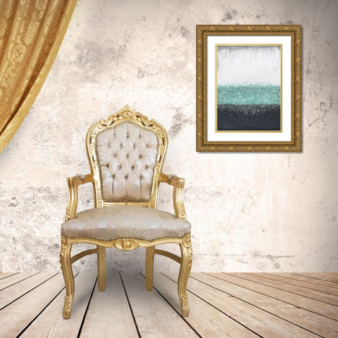 Crystal Rain Green Gold Ornate Wood Framed Art Print with Double Matting by Storms, Alyson