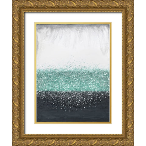 Crystal Rain Green Gold Ornate Wood Framed Art Print with Double Matting by Storms, Alyson
