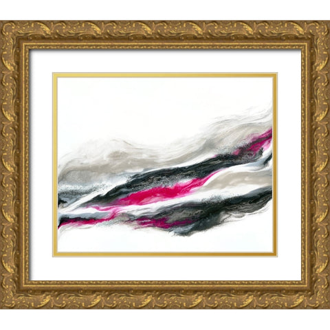 Fuschia and Silver Wave Gold Ornate Wood Framed Art Print with Double Matting by Storms, Alyson