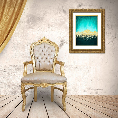 Golden Dawn Teal Gold Ornate Wood Framed Art Print with Double Matting by Storms, Alyson