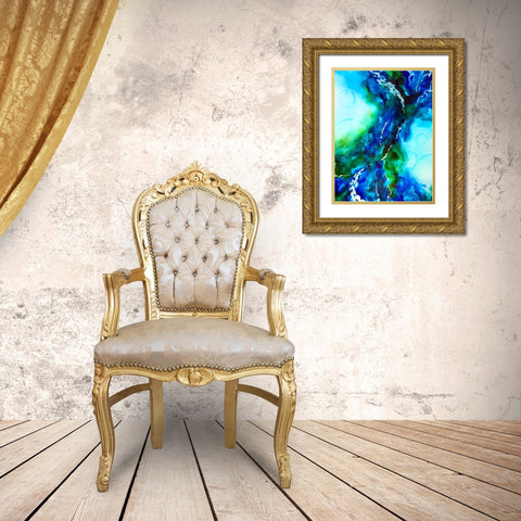 Green Blue Gold Ornate Wood Framed Art Print with Double Matting by Storms, Alyson