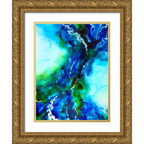 Green Blue Gold Ornate Wood Framed Art Print with Double Matting by Storms, Alyson