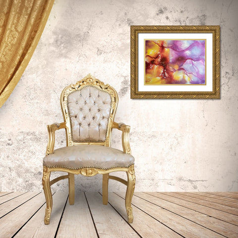 Nebula Waves Gold Ornate Wood Framed Art Print with Double Matting by Storms, Alyson