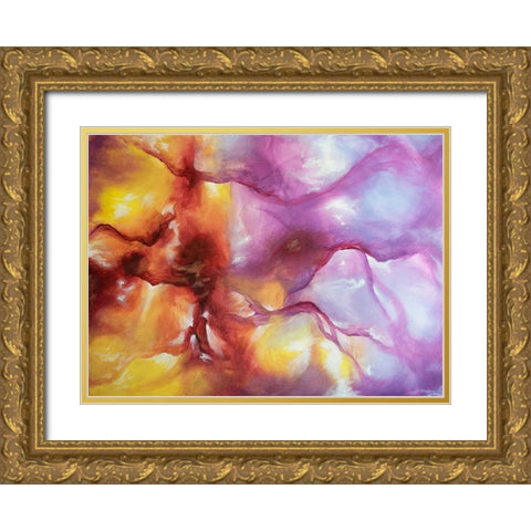Nebula Waves Gold Ornate Wood Framed Art Print with Double Matting by Storms, Alyson