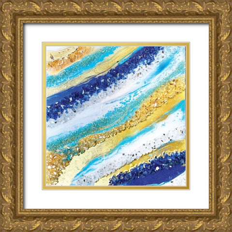 Ocean Blue Geode Gold Ornate Wood Framed Art Print with Double Matting by Storms, Alyson