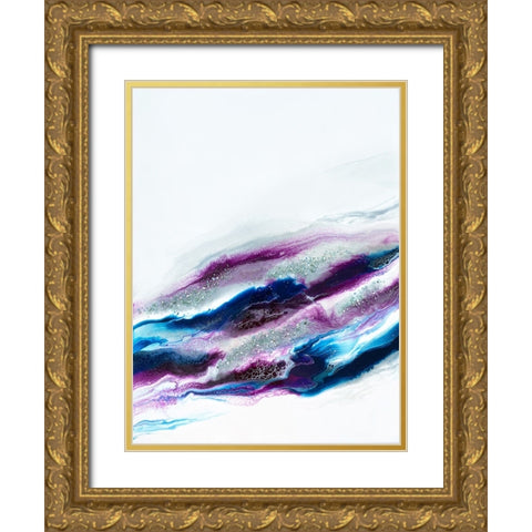 Purple and Blue Sparkles Gold Ornate Wood Framed Art Print with Double Matting by Storms, Alyson