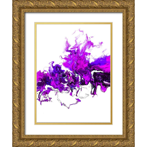 Purple Colorful White Wave Gold Ornate Wood Framed Art Print with Double Matting by Storms, Alyson