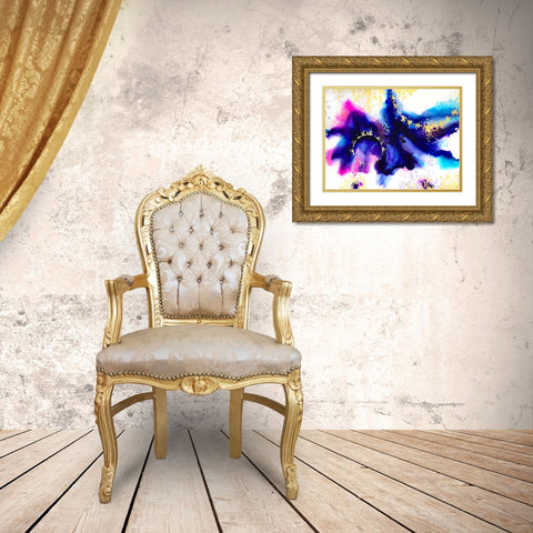 Purple Ink Blot Gold Ornate Wood Framed Art Print with Double Matting by Storms, Alyson