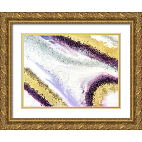 Purplei Agate Gold Ornate Wood Framed Art Print with Double Matting by Storms, Alyson