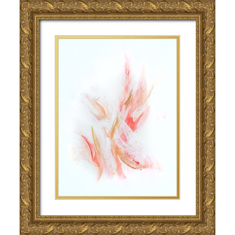 Rose Gold Ribbons Gold Ornate Wood Framed Art Print with Double Matting by Storms, Alyson