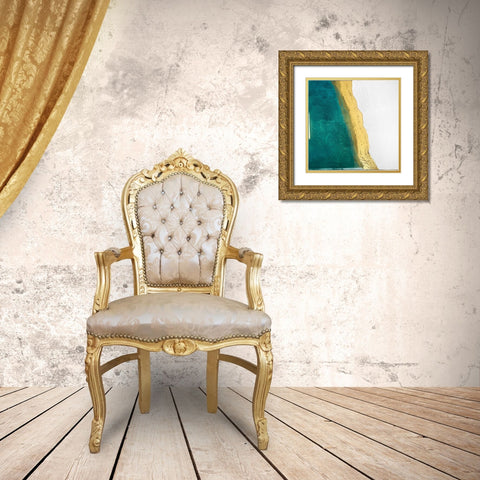 Sand Meets Ocean Gold Ornate Wood Framed Art Print with Double Matting by Storms, Alyson