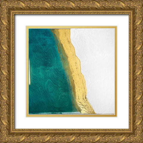 Sand Meets Ocean Gold Ornate Wood Framed Art Print with Double Matting by Storms, Alyson