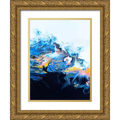 Starburst Wave Gold Ornate Wood Framed Art Print with Double Matting by Storms, Alyson