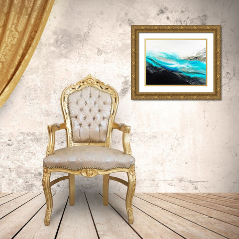 Wave Crashing Gold Ornate Wood Framed Art Print with Double Matting by Storms, Alyson