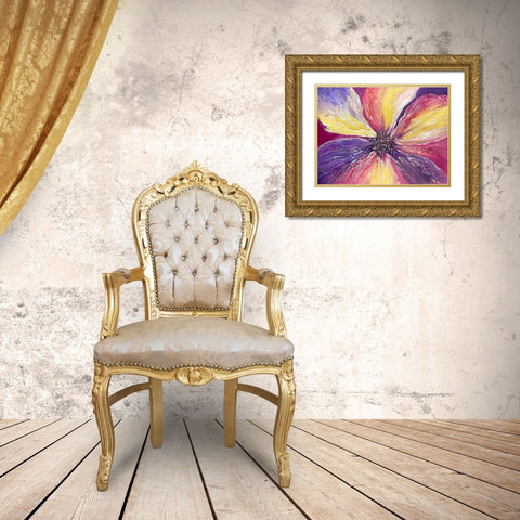 Warm Flower Gold Ornate Wood Framed Art Print with Double Matting by Storms, Alyson