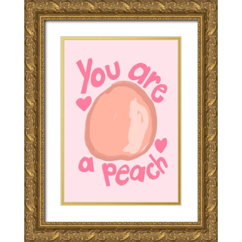 Peach Gold Ornate Wood Framed Art Print with Double Matting by Fritsch, Athene