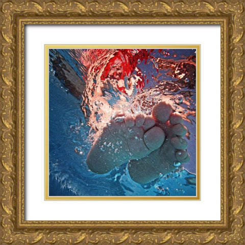 Splash ! Gold Ornate Wood Framed Art Print with Double Matting by Frick, Christine