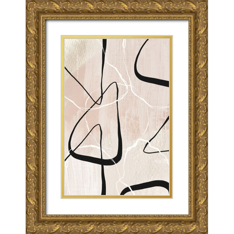 White Lines 1 Gold Ornate Wood Framed Art Print with Double Matting by Ann Moss, Sally