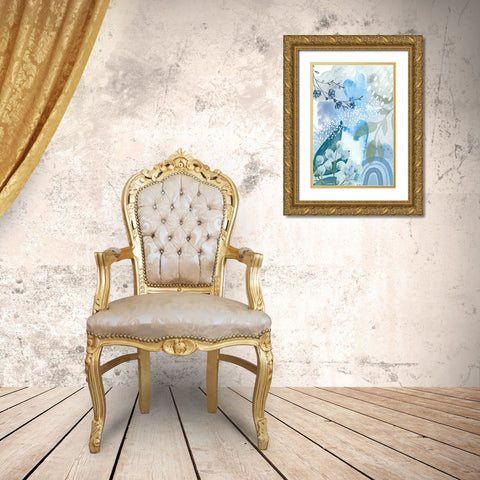 Iceberg Blue-2 Gold Ornate Wood Framed Art Print with Double Matting by Ann Moss, Sally