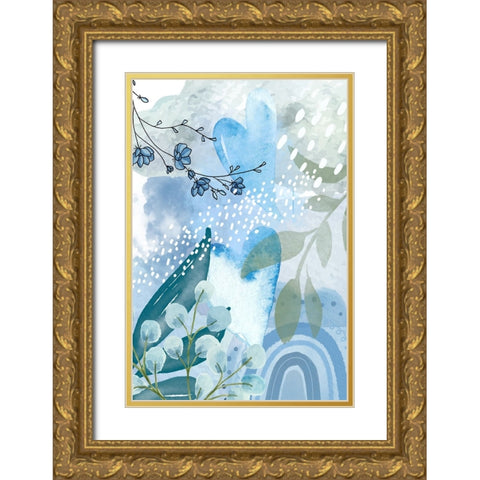 Iceberg Blue-2 Gold Ornate Wood Framed Art Print with Double Matting by Ann Moss, Sally