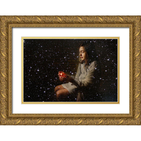 The Little Match Girl Gold Ornate Wood Framed Art Print with Double Matting by Weber, Kate