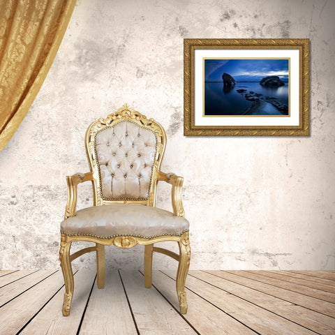 Blues Gold Ornate Wood Framed Art Print with Double Matting by Ingibergsson, Bragi