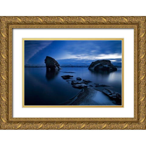 Blues Gold Ornate Wood Framed Art Print with Double Matting by Ingibergsson, Bragi