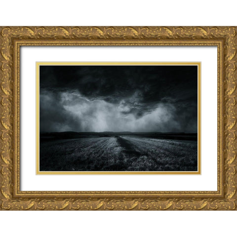 The Field Gold Ornate Wood Framed Art Print with Double Matting by Eisele, Stefan