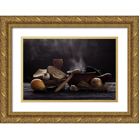 Untitled Gold Ornate Wood Framed Art Print with Double Matting by Basa, Emine