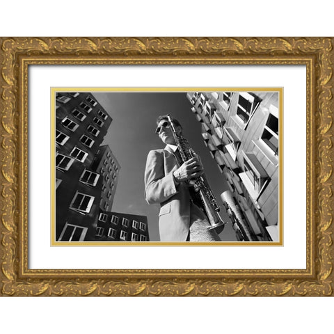 Dr.Sax Is In Town Gold Ornate Wood Framed Art Print with Double Matting by Jovancevic, Dragan