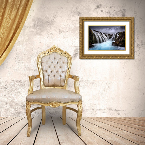 Bruarfoss Gold Ornate Wood Framed Art Print with Double Matting by Bogaerts, Sus