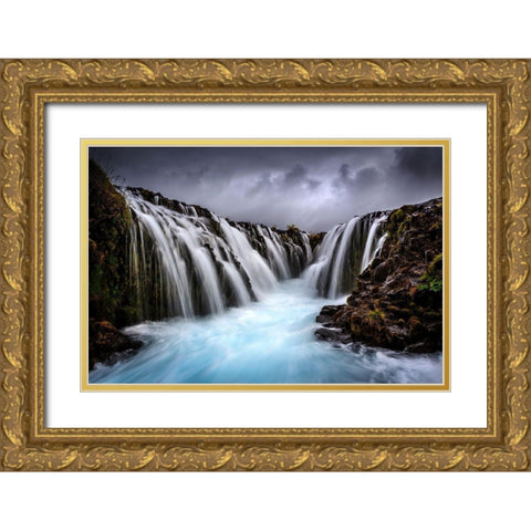 Bruarfoss Gold Ornate Wood Framed Art Print with Double Matting by Bogaerts, Sus