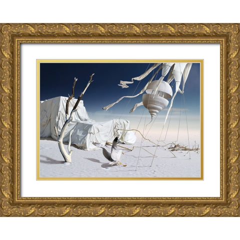 White And Blue Gold Ornate Wood Framed Art Print with Double Matting by Penchev, Radoslav