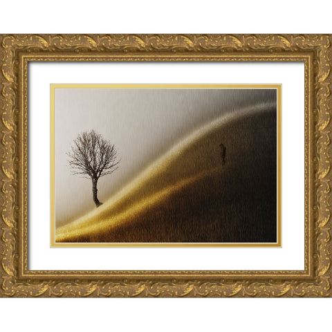 Golden hills Gold Ornate Wood Framed Art Print with Double Matting by Andersen, Helge