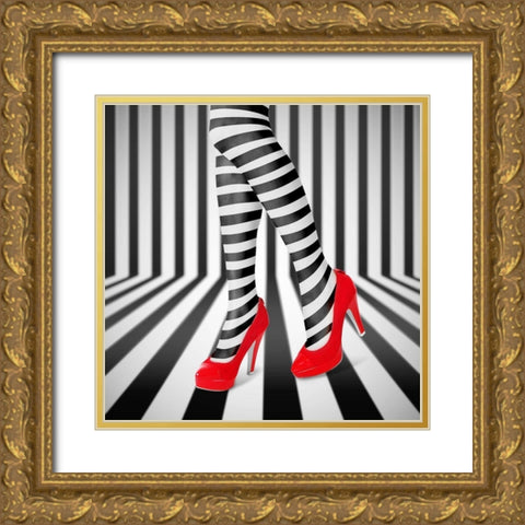 Red Shoes Gold Ornate Wood Framed Art Print with Double Matting by Nur, Ihdar