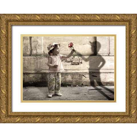 Shyness Gold Ornate Wood Framed Art Print with Double Matting by Petrus, Alin