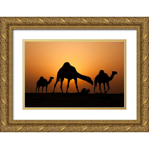 The Desert Ship Gold Ornate Wood Framed Art Print with Double Matting by Al-Ibrahim, Ahmed