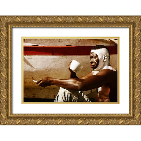 A  MimeS Breakfast Gold Ornate Wood Framed Art Print with Double Matting by Mest, Olga