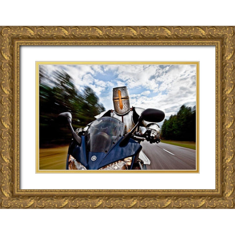 Knight Rider Gold Ornate Wood Framed Art Print with Double Matting by Kiciak, Christophe