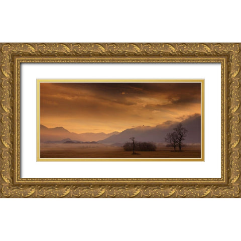 Late October Late Afternoon Gold Ornate Wood Framed Art Print with Double Matting by Maier, Norbert