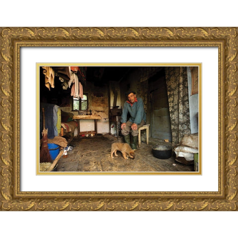 Doi Baieti (Two Boys) Gold Ornate Wood Framed Art Print with Double Matting by Dumitrescu, Vlad