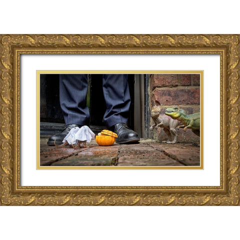 Trick Or Treat - Roary A Sid Took Waif A Stray Out Trick Or Treating As A Distraction Tactic Gold Ornate Wood Framed Art Print with Double Matting by Brooke, Sarah